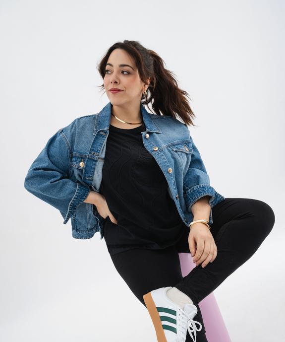 Tee-shirt manches courtes et col rond brodé femme grande taille vue5 - GEMO (G TAILLE) - GEMO