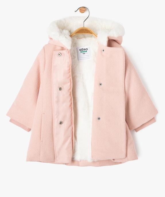 Manteau à capuche avec doublure peluche bébé fille vue2 - GEMO 4G BEBE - GEMO