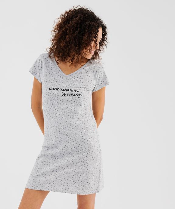 Chemise de nuit imprimée à manches courtes femme vue1 - GEMO 4G FEMME - GEMO