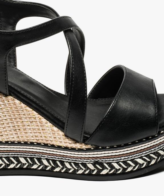 Nu-pieds à talon compensé en raphia et paillettes vue6 - GEMO(URBAIN) - GEMO