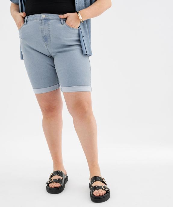 Bermuda en jean stretch à revers femme grande taille vue9 - GEMO 4G GT - GEMO
