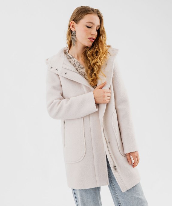 Manteau à capuche en laine femme vue1 - GEMO(FEMME PAP) - GEMO