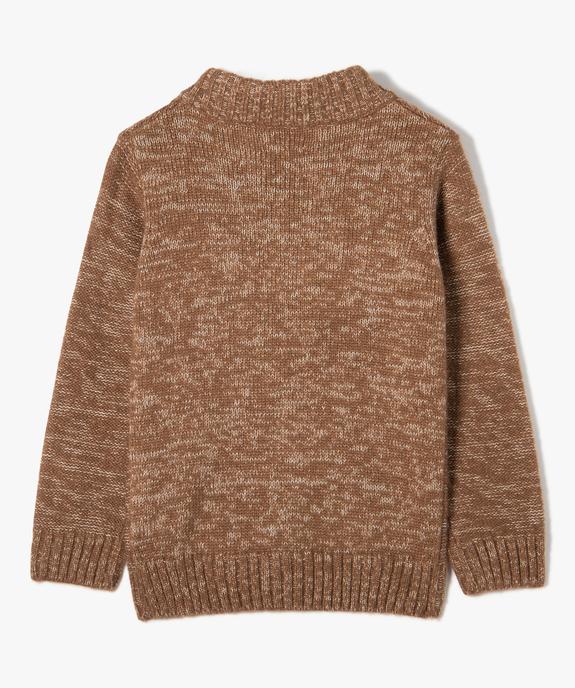 Pull en grosse maille torsadée avec col montant garçon vue4 - GEMO (ENFANT) - GEMO