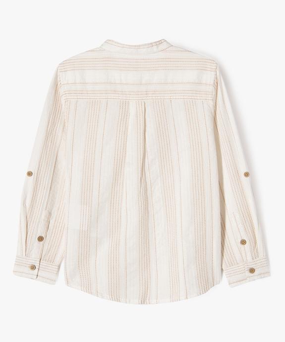 Chemise manches longues col tunisien à rayures garçon vue3 - GEMO (ENFANT) - GEMO