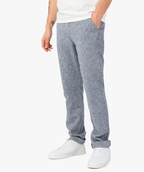 Pantalon homme en lin et coton avec taille ajustable vue2 - GEMO (HOMME) - GEMO
