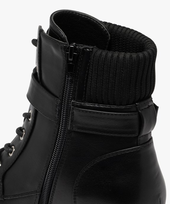 Boots femme à talon cranté et col chaussette effet métallisé scintillant vue7 - 5 MILES - GEMO