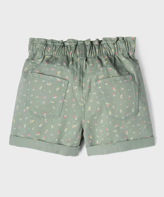 Short en toile de coton imprimée avec taille paperbag fille vue3 - GEMO (ENFANT) - GEMO