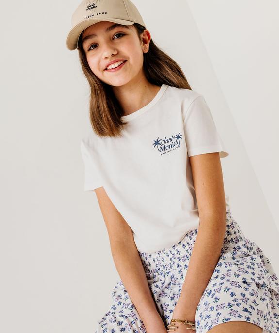 Tee-shirt manches courtes avec inscription fille vue4 - GEMO 4G FILLE - GEMO