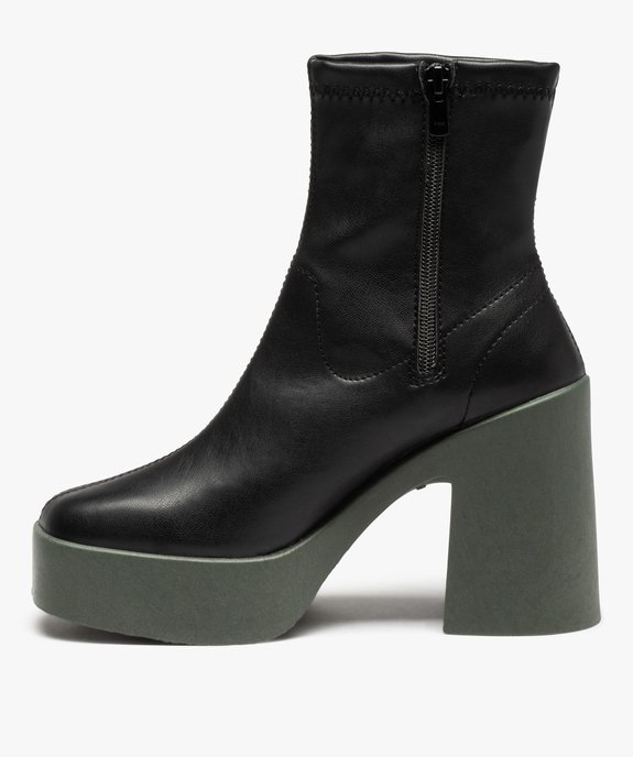 Boots femme sur semelle plateforme et large talon vue3 - GEMO(URBAIN) - GEMO