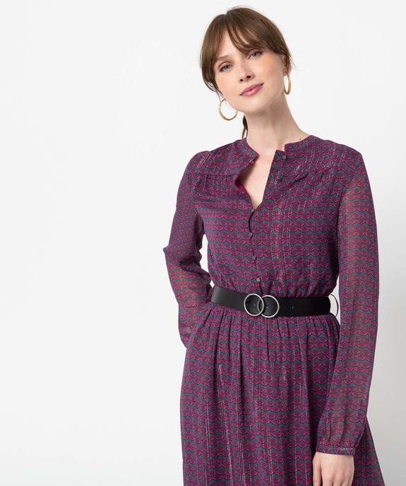 Robe femme en voile à manches longues avec ceinture à boucle vue2 - GEMO(FEMME PAP) - GEMO