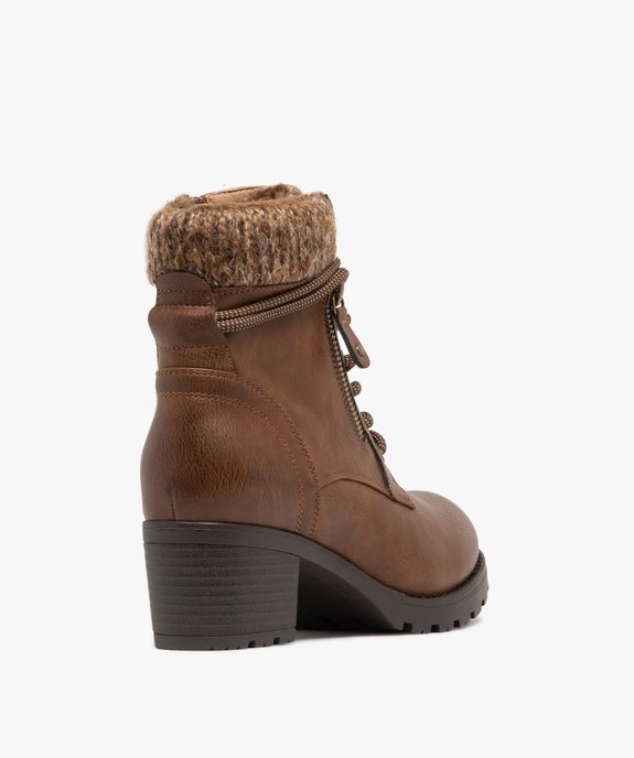 Boots femme à talon et fourrées avec col chaussette vue5 - GEMO(URBAIN) - GEMO