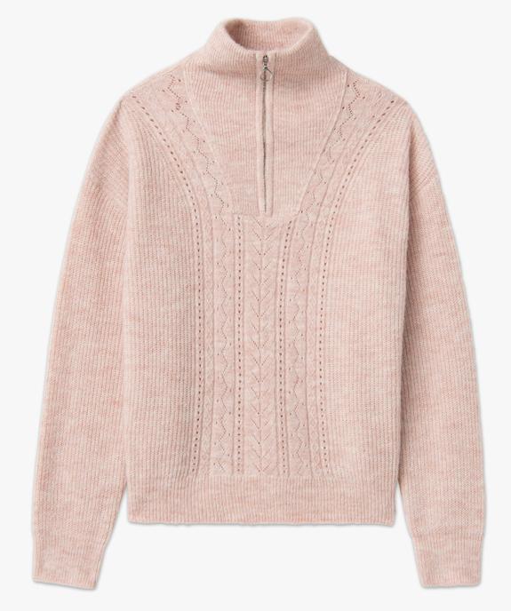Pull femme en maille fantaisie à col camionneur  vue4 - GEMO 4G FEMME - GEMO
