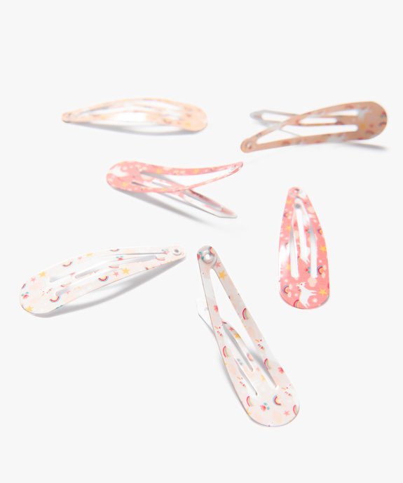 Pinces fille forme clic-clac à motifs licornes (lot de 6) vue2 - GEMO (ACCESS) - GEMO
