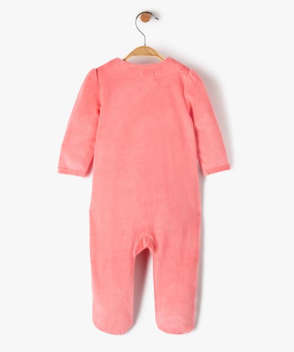 Pyjama bébé fille en velours avec ouverture volantée sur l’avant vue3 - GEMO(BB COUCHE) - GEMO