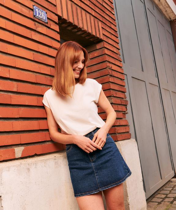 Jupe en jean courte coupe trapèze femme vue7 - GEMO 4G FEMME - GEMO