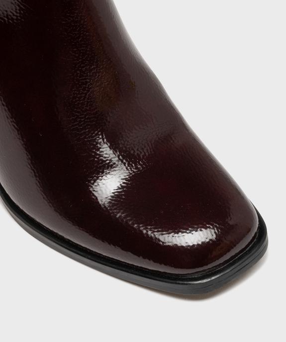 Boots vernis avec bout carré et talon flare femme - Follow Me vue7 - FOLLOW ME - GEMO