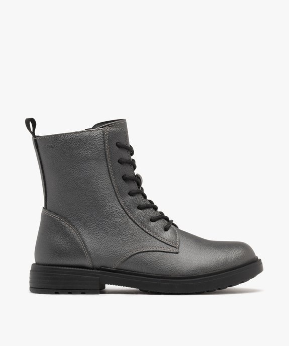 Bottines fille effet métallisé à zip et à lacets - Geox vue1 - GEOX - GEMO