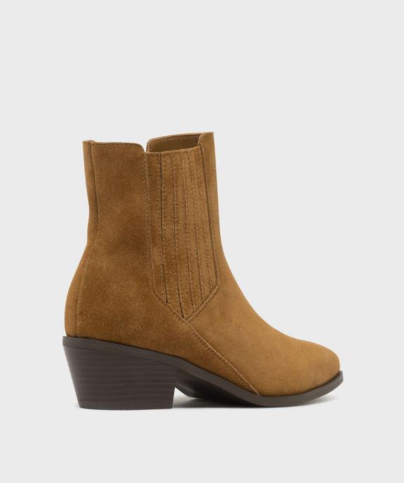Boots dessus cuir velours avec élastique latéral esprit Santiag femme - Tanéo vue4 - TANEO - GEMO