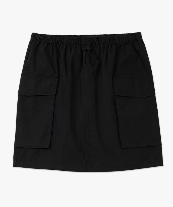 Jupe courte en toile unie avec poches cargo femme vue4 - GEMO 4G FEMME - GEMO