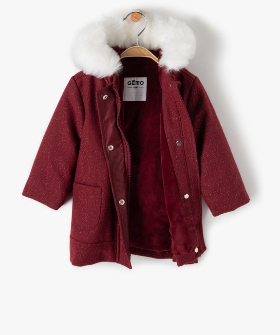 Manteau bébé fille doublé à capuche vue2 - GEMO 4G BEBE - GEMO