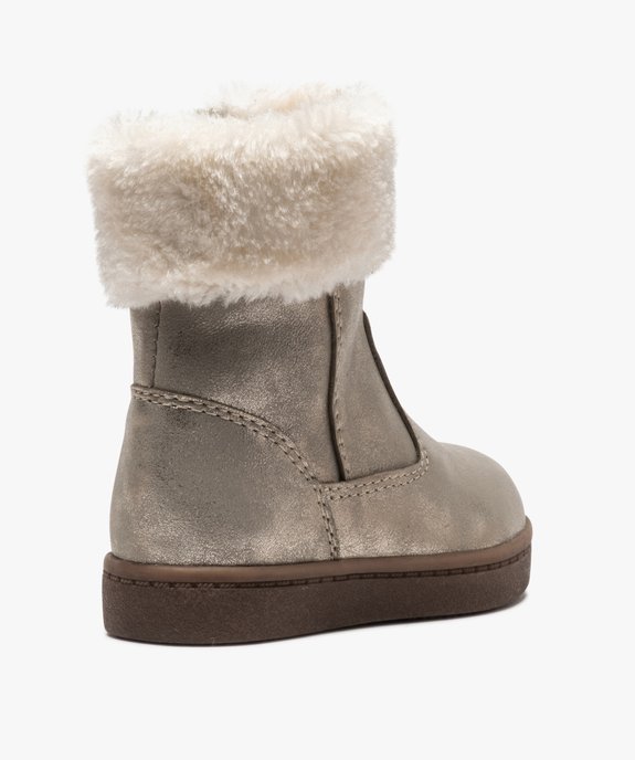 Boots fourrées bébé fille zippées dessus métallisé vue4 - GEMO(BEBE DEBT) - GEMO