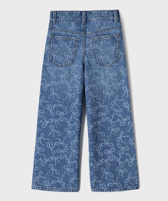 Jean wide leg avec motifs délavés et taille ajustable fille vue4 - GEMO (ENFANT) - GEMO