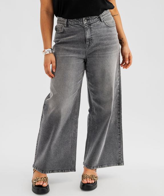 Jean wide leg en coton stretch taille ajustable femme grande taille vue3 - GEMO 4G GT - GEMO