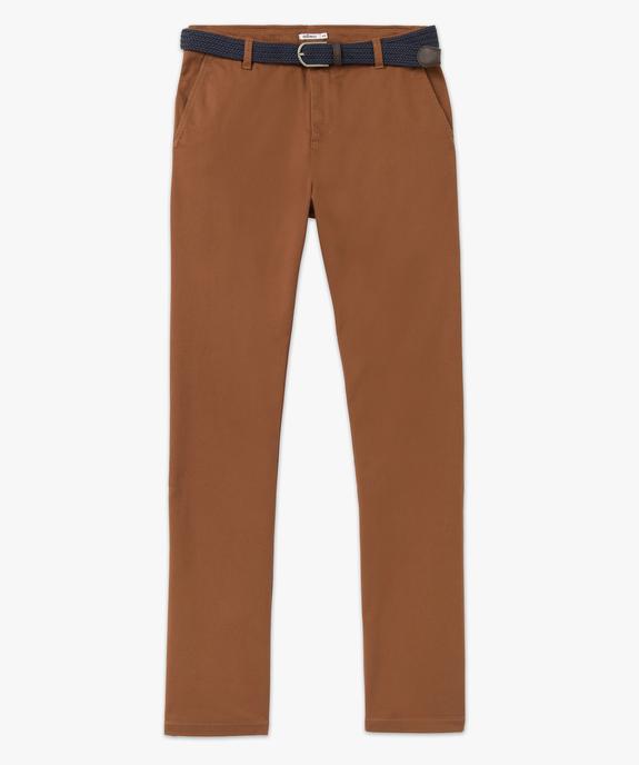 Pantalon en coton homme avec ceinture tressée vue4 - GEMO 4G HOMME - GEMO