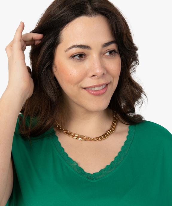 Tee-shirt femme grande taille à manches courtes et col V et dentelle  vue2 - GEMO 4G GT - GEMO