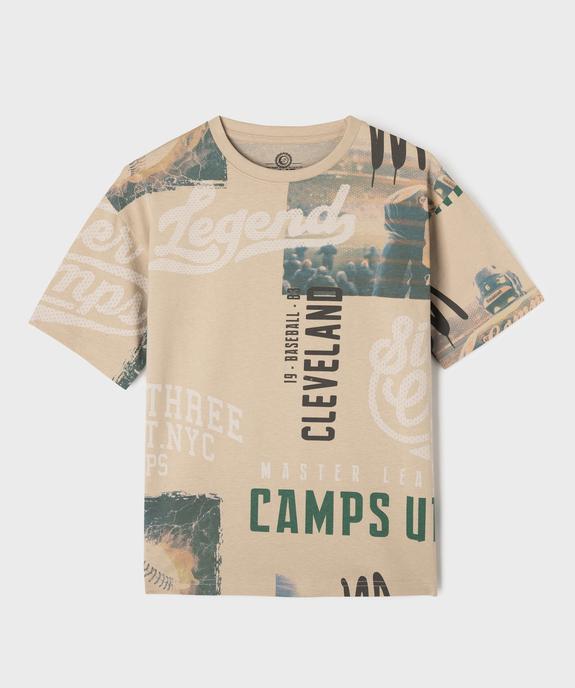 Tee-shirt manches courtes US College garçon vue2 - CAMPS GEMO FOR GOOD - GEMO