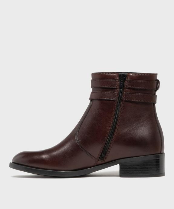 Boots en cuir à talon plat et zip femme - Tanéo vue3 - TANEO - GEMO