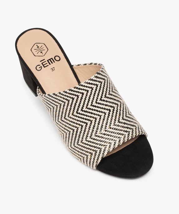 Mules femme à talon carré et large bandeau tissé vue5 - GEMO(URBAIN) - GEMO