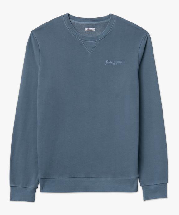 Sweat coloris unique avec broderie poitrine homme vue4 - GEMO (HOMME) - GEMO
