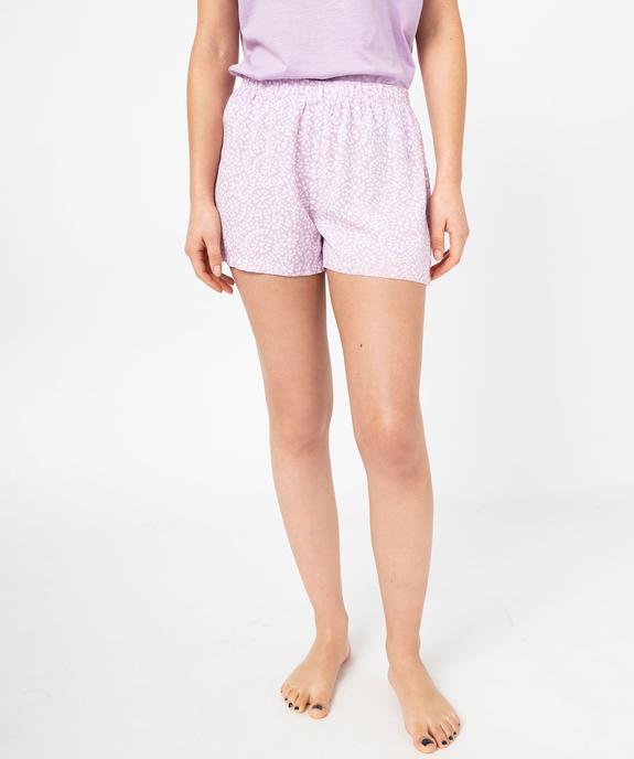 Short de pyjama imprimé en viscose femme vue1 - GEMO 4G FEMME - GEMO