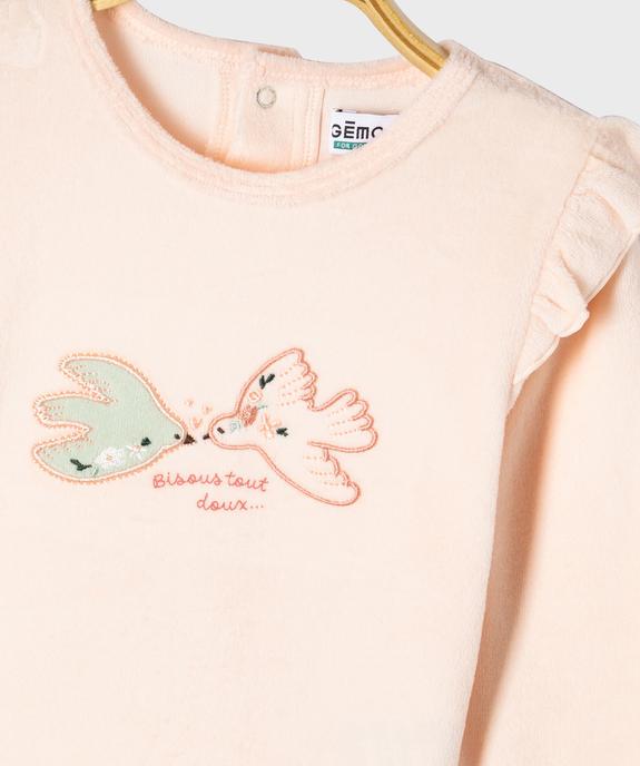 Pyjama 2 pièces en velours motifs oiseaux bébé fille vue2 - GEMO 4G BEBE - GEMO