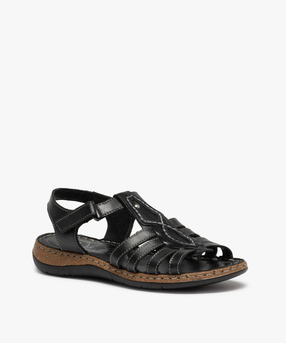 Sandales femme confort à brides multiples en cuir vue2 - GEMO (CONFORT) - GEMO
