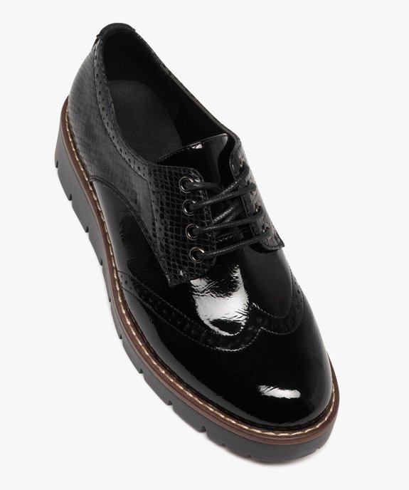 Derbies femme dessus vernis à bout fleuri à semelle plateforme crantée vue6 - GEMO (CASUAL) - GEMO