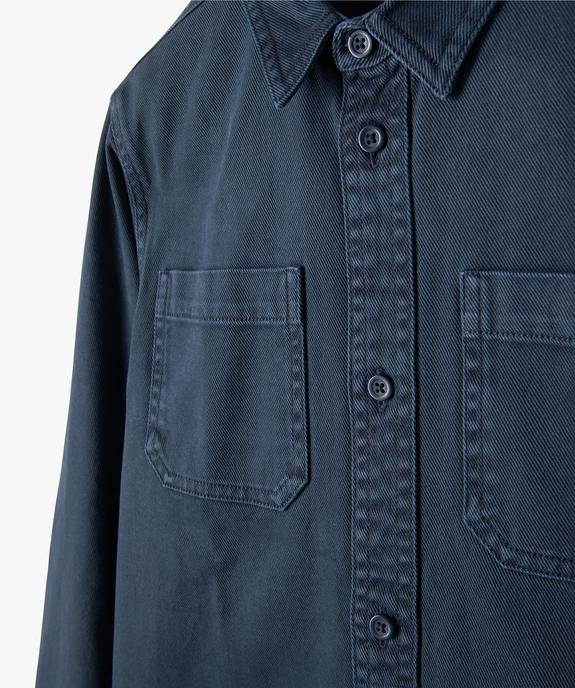Chemise garçon à manches longues en twill épais au coloris unique vue3 - GEMO (JUNIOR) - GEMO
