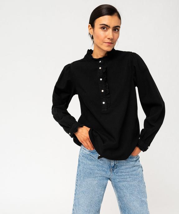 Blouse en toile de coton avec col froncé femme vue5 - GEMO(FEMME PAP) - GEMO