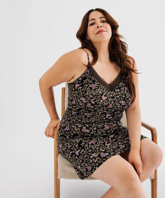 Nuisette à bretelles et col V en dentelle femme grande taille vue1 - GEMO 4G FEMME - GEMO