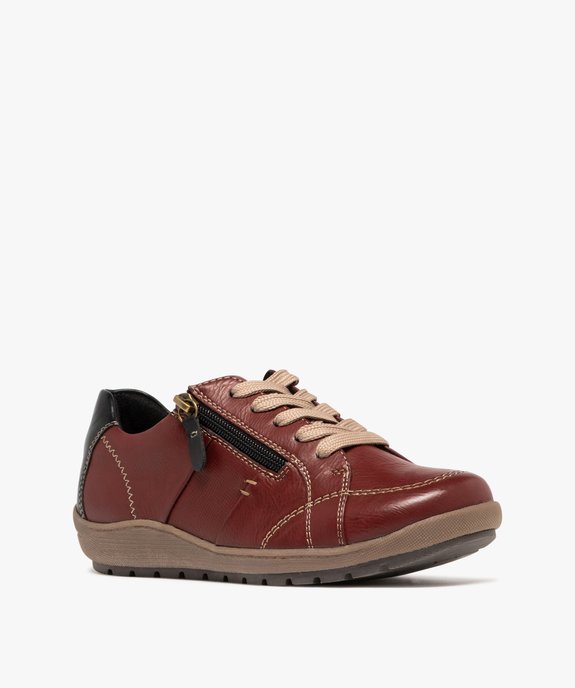 Derbies femme confort dessus uni à zip et à lacets - Softrelax vue8 - SOFTRELAX - GEMO