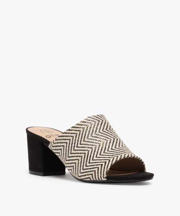 Mules femme à talon carré et large bandeau tissé vue2 - GEMO(URBAIN) - GEMO
