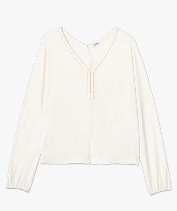 Tee-shirt femme à manches longues et encolure fantaisie vue4 - GEMO(FEMME PAP) - GEMO