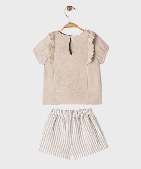 Ensemble 2 pièces blouse manches courtes + short bébé fille vue4 - GEMO(BEBE DEBT) - GEMO