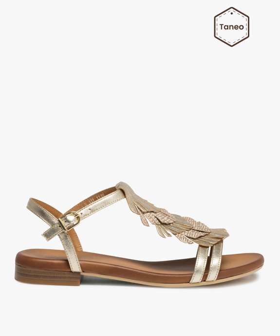 Sandales femme à talon plat et dessus franges - Tanéo - TANEO Sandales femme à talon plat et dessus franges - Tanéo vue1 - TANEO - GEMO