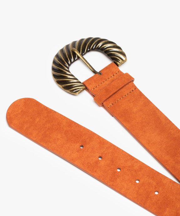Ceinture femme large toucher velours à grosse boucle métal vue2 - GEMO (ACCESS) - GEMO