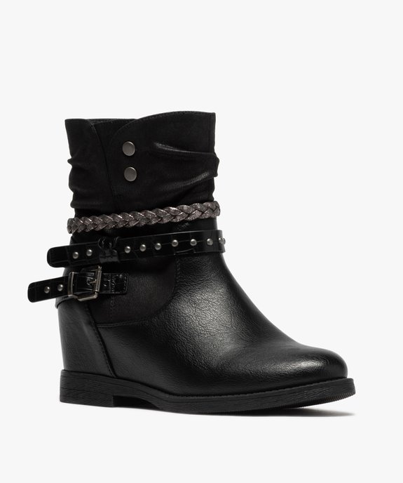 Boots femme à talon caché compensé et tige drapée vue2 - GEMO (CASUAL) - GEMO