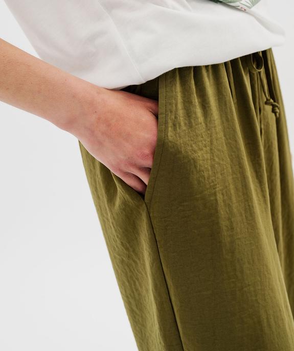 Pantalon ample en satin froissé femme vue3 - GEMO 4G FEMME - GEMO