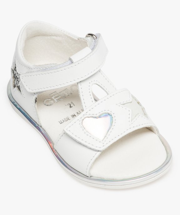 Sandales Bebe Fille En Cuir Avec Etoiles Et Cœur Gemo