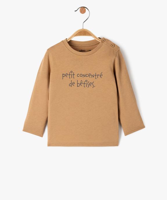 Tee-shirt manches longues à message fantaisie bébé garçon vue1 - GEMO(BEBE DEBT) - GEMO
